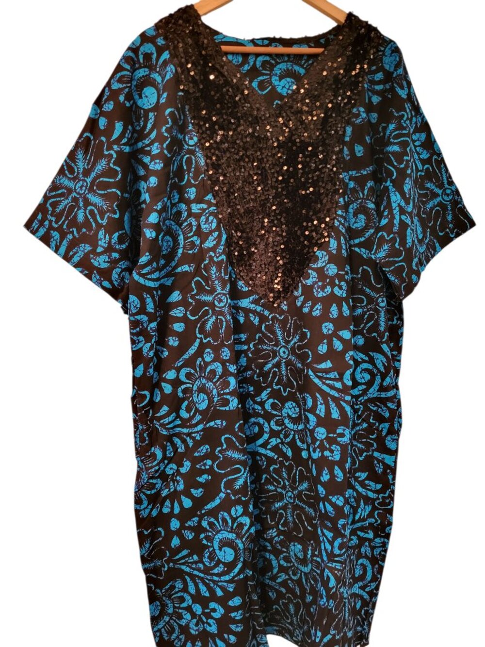 Ankara V- neck black sequence dress